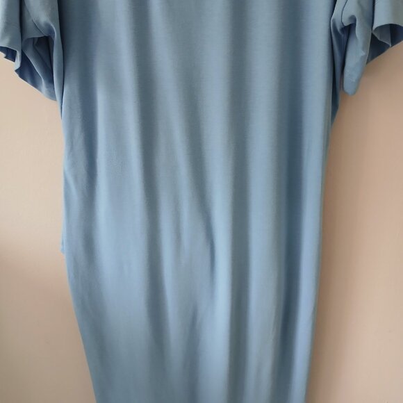 Sweaty Betty Women's Size M Knot Front Blue Maxi Dress Side Slit Short Sleeve - Picture 15 of 16